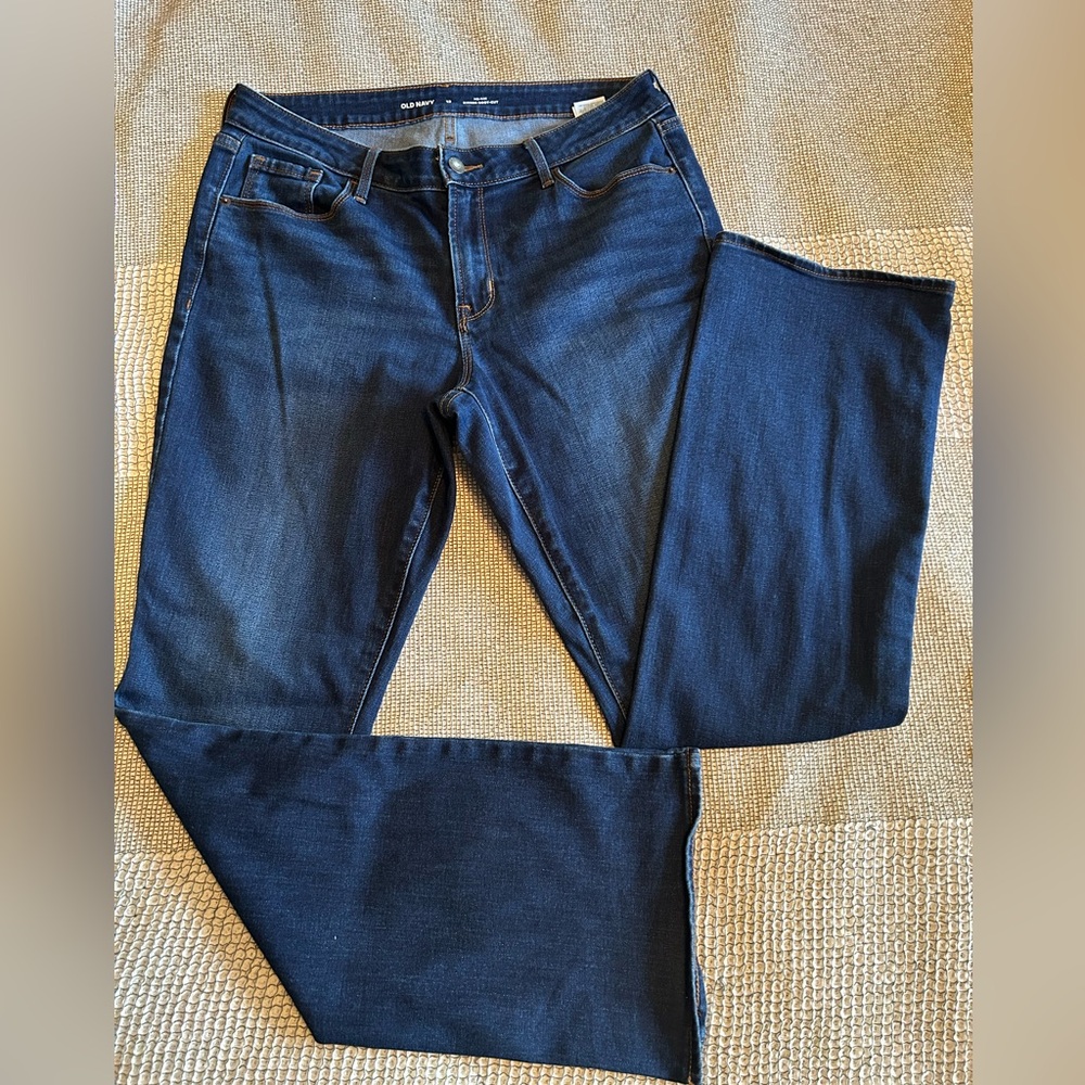 Old Navy Women's Mid -Rise Straight Leg Jeans - Deep Indigo